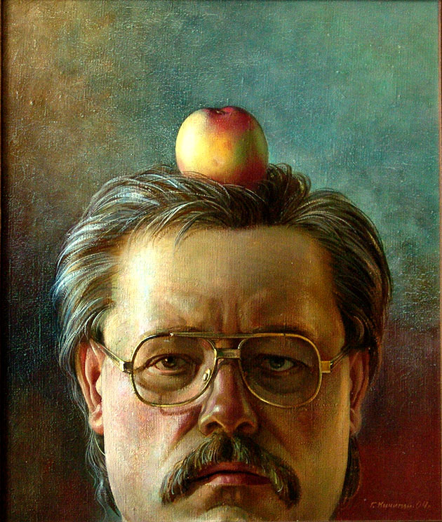 Georgy Petrovich Kichigin with apple 